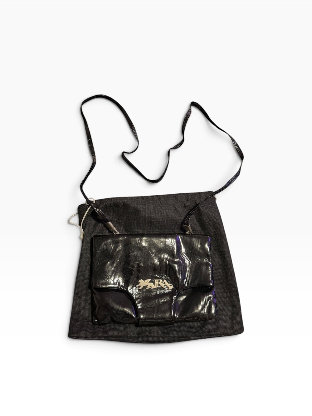 Renato Angi vintage authentic black leather crossbody bag with adjustable straps